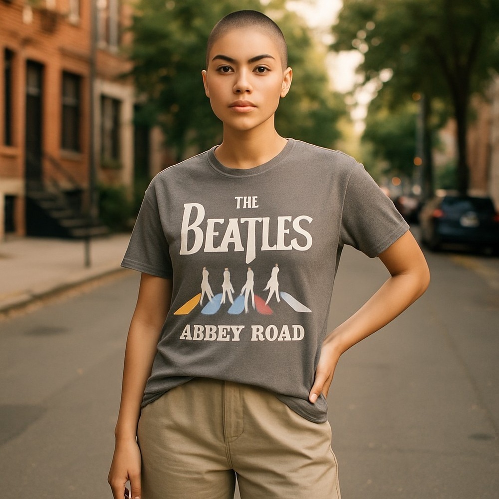 The Beatles **ABBEY ROAD** Men's Large Heather‎ Gray Short Sleeve T-Shirt